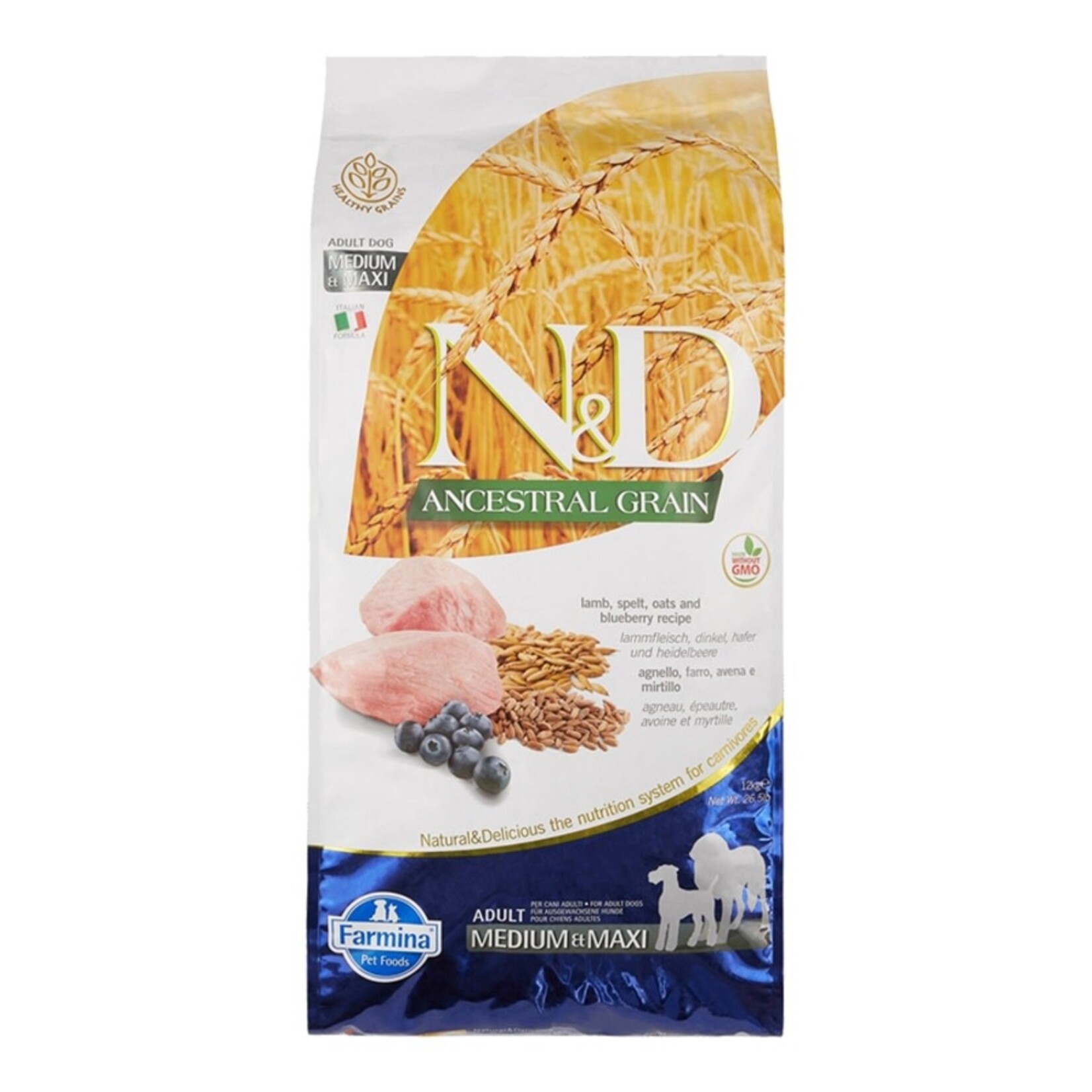 N&D Ancestral Grain Lamb & Blueberry Medium & Maxi Adult Dry Dog Food