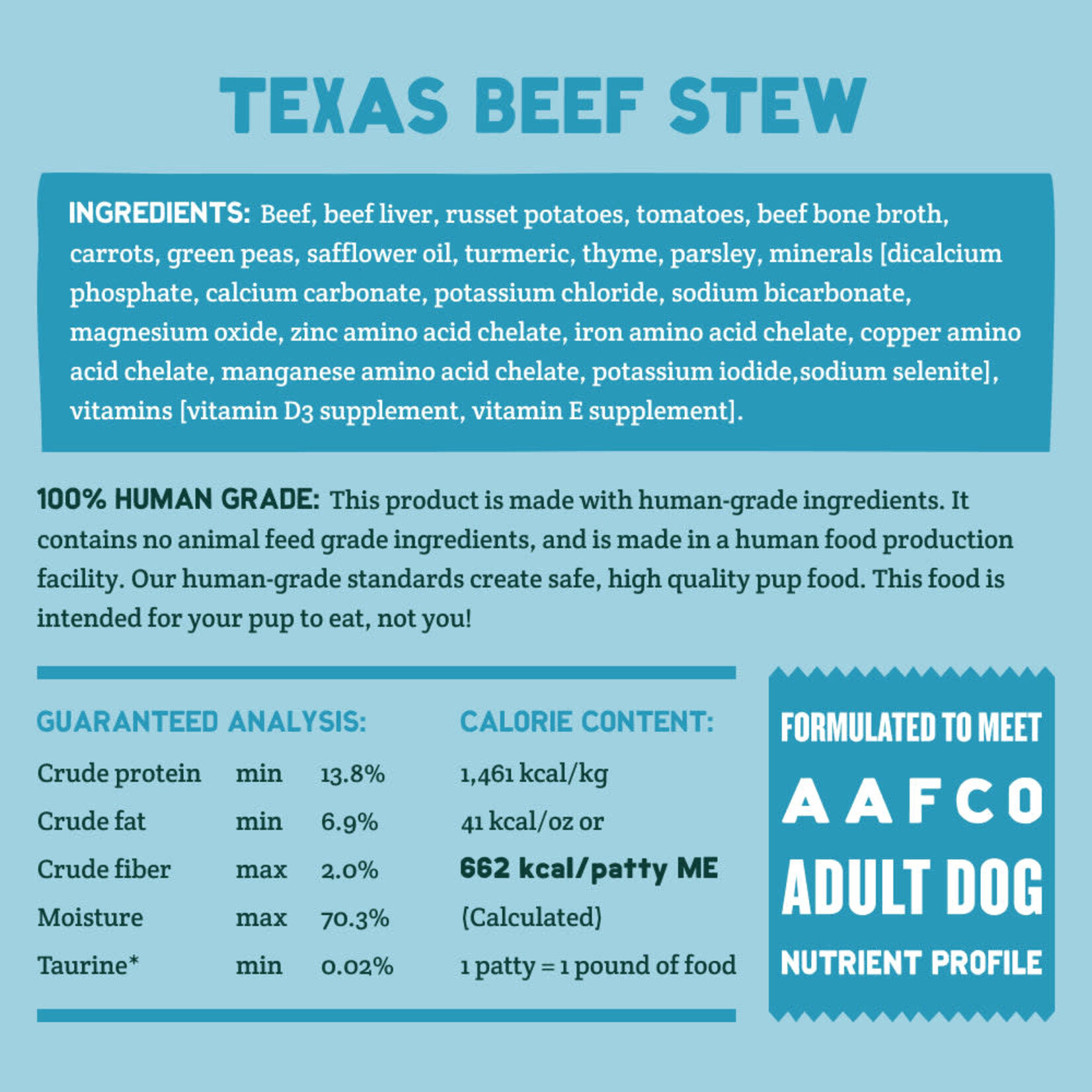 A Pup Above Texas Beef Stew Human-Grade Dog Food - (*Frozen Products for In-Store Pickup Only. *)
