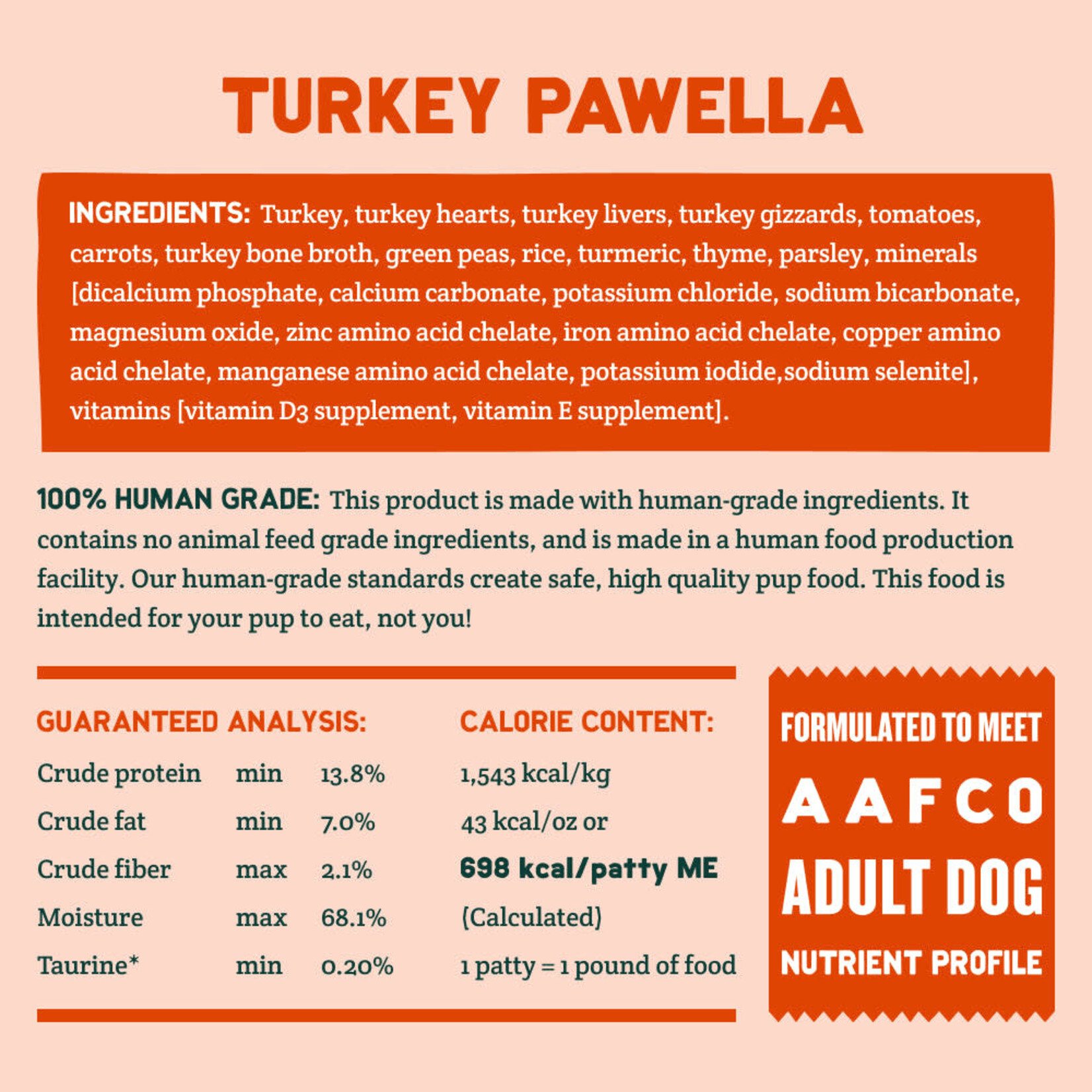 A Pup Above Turkey Pawella Human-Grade Dog Food - (*Frozen Products for In-Store Pickup Only. *)