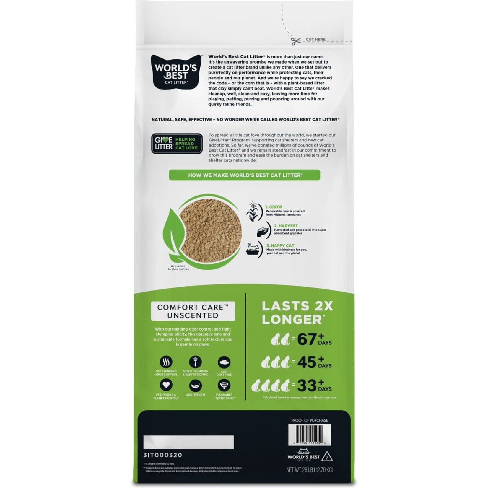 World's Best Cat Litter Comfort Care Unscented Clumping Corn Cat Litter
