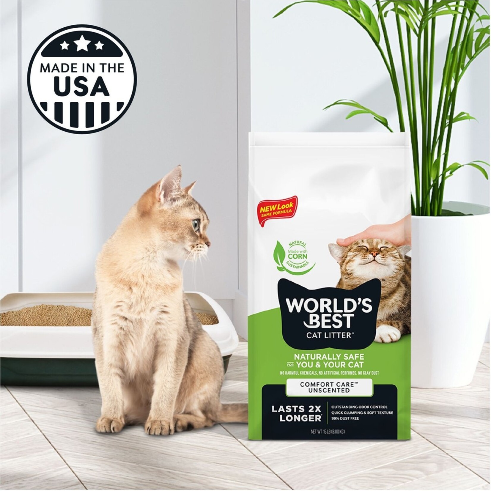 World's Best Cat Litter Comfort Care Unscented Clumping Corn Cat Litter