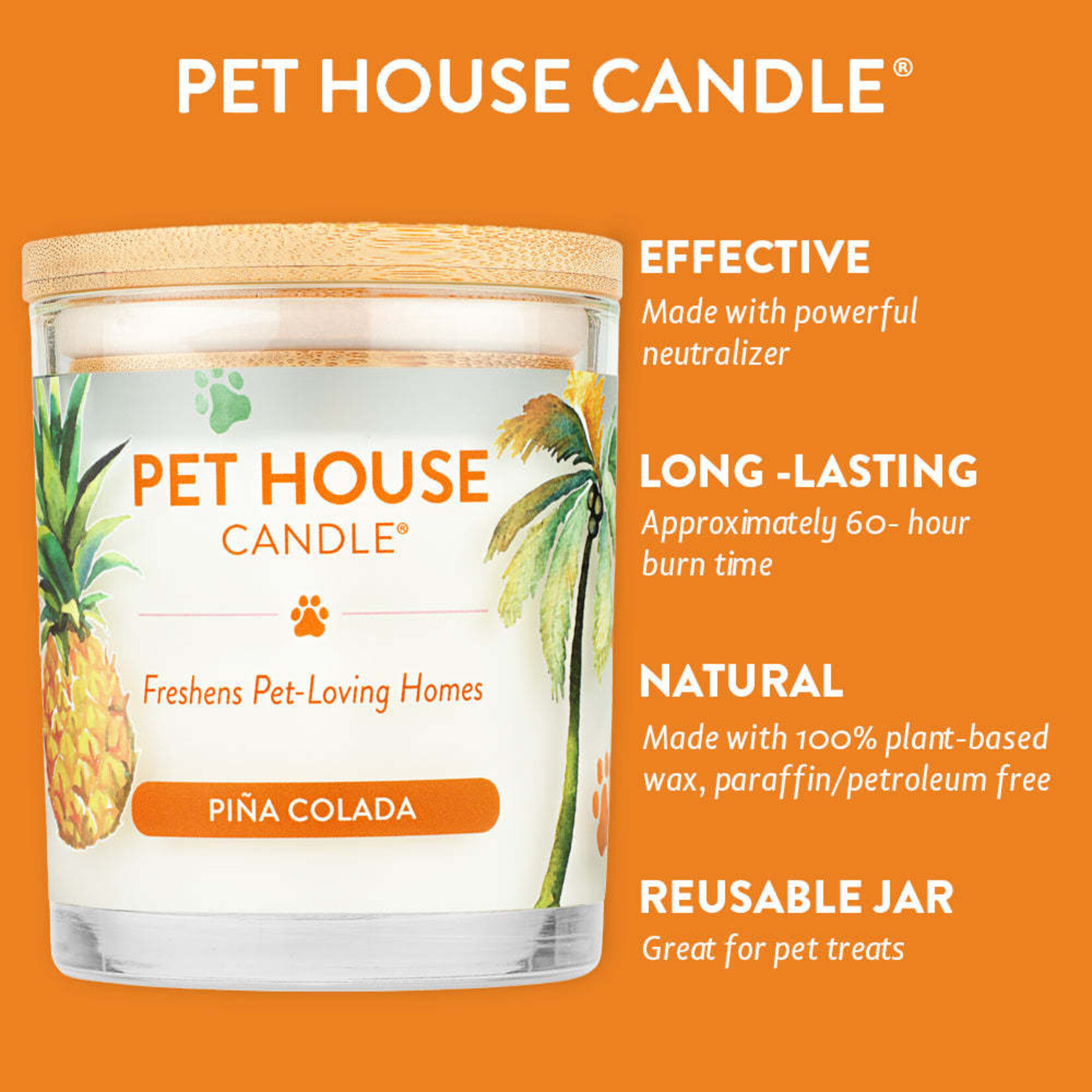 Pet House by One Fur All Pina Colada Pet Odor Candle