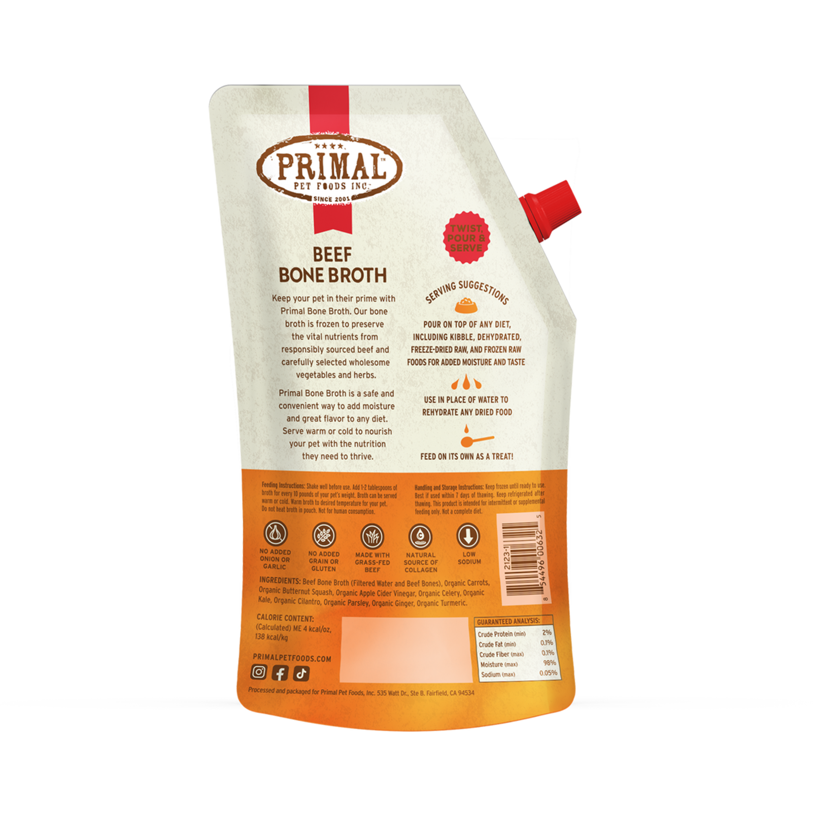 Primal Pet Foods Frozen Beef Bone Broth for Cats & Dogs (*Frozen Products for In-Store Pickup Only. *)