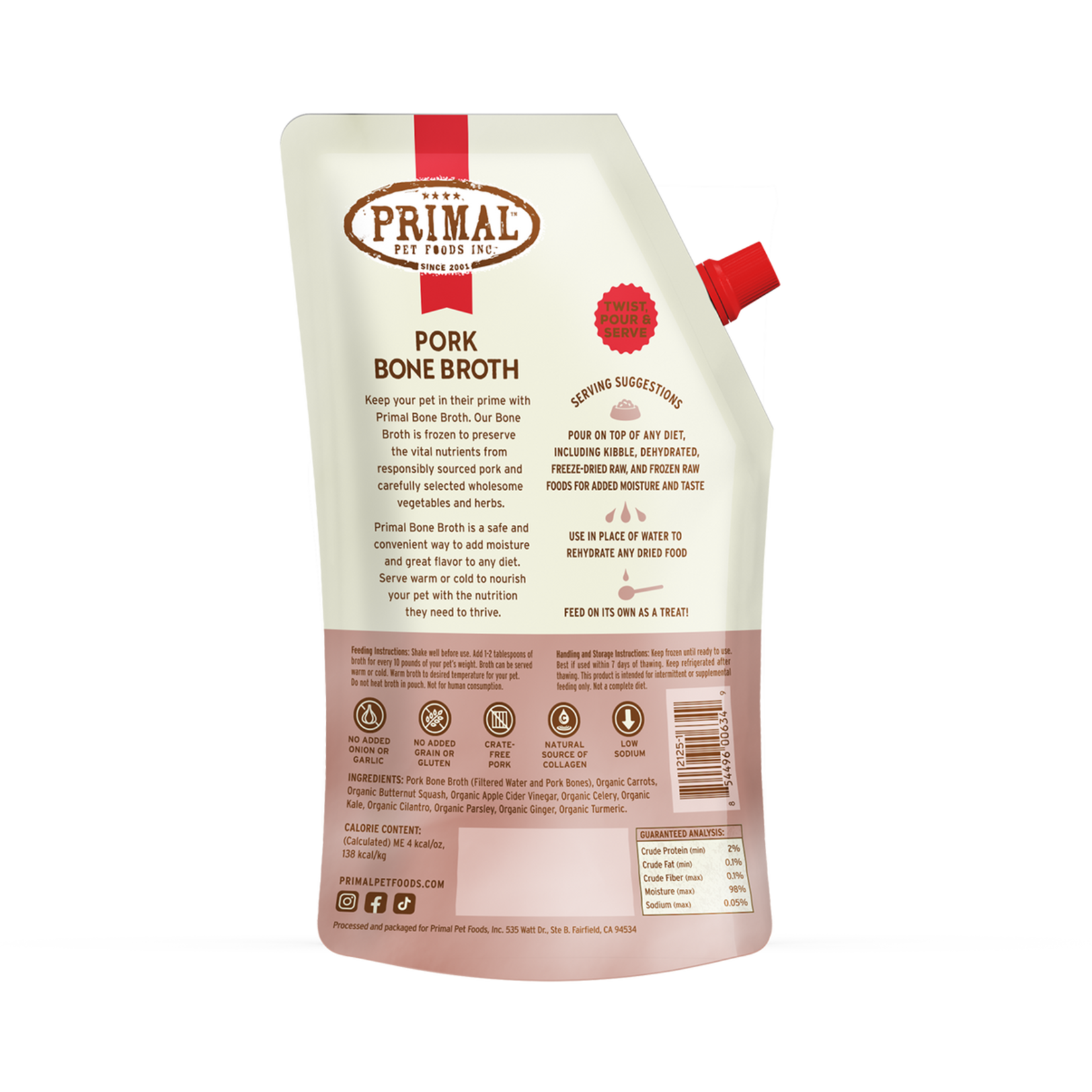 Primal Pet Foods Frozen Pork Bone Broth for Cats & Dogs (*Frozen Products for In-Store Pickup Only. *)