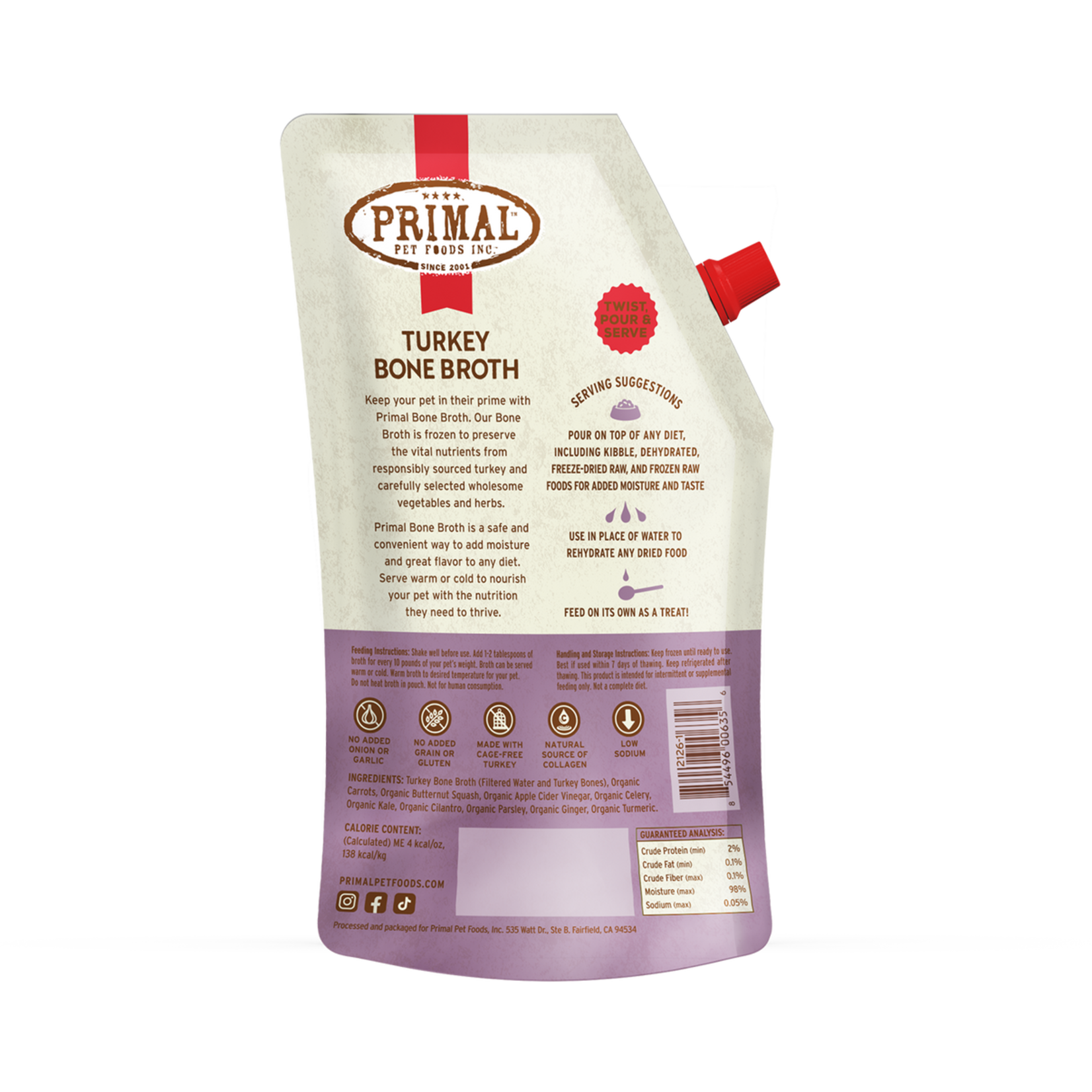 Primal Pet Foods Frozen Turkey Bone Broth for Cats & Dogs (*Frozen Products for In-Store Pickup Only. *)