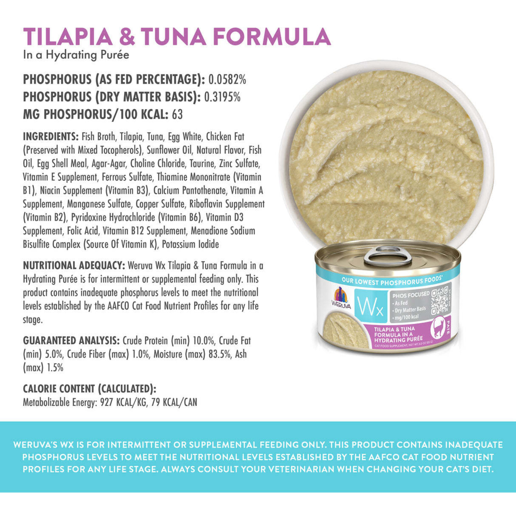 Weruva Wx Phos Focused Tilapia & Tuna Formula in a Hydrating Puree