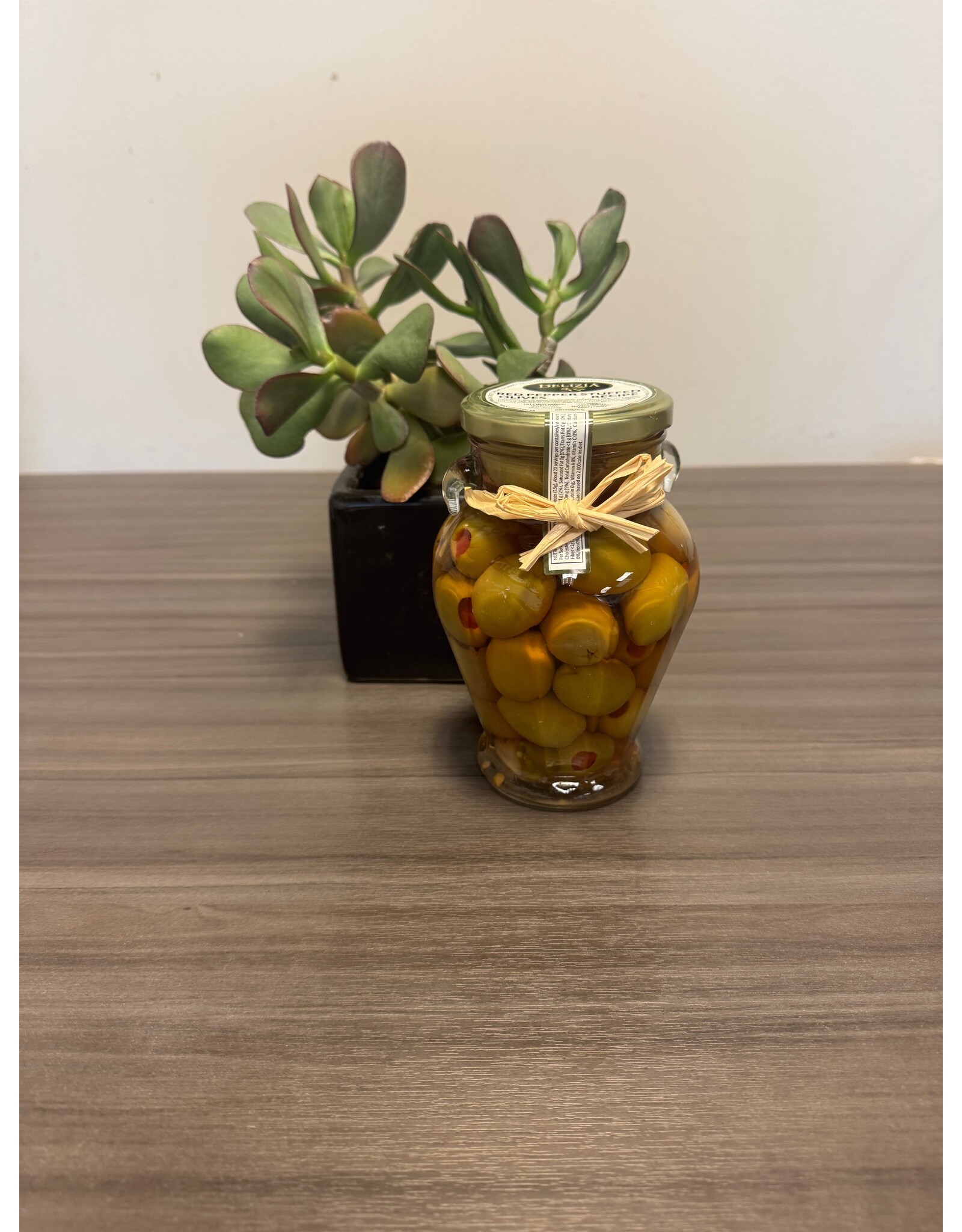 Olives Stuffed with Paprika in Garlic Brine