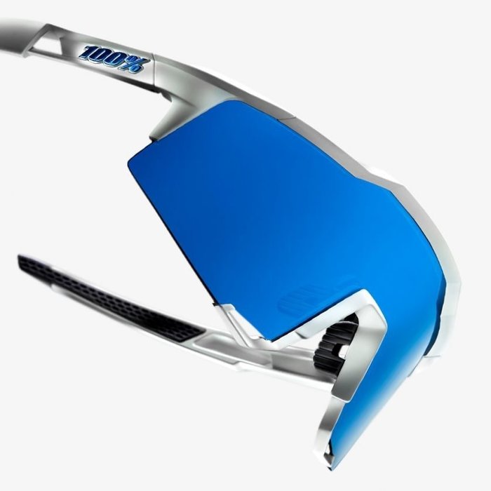 100% 100% SPEEDCRAFT MATT WHITE / HIPER BLUE LENSE SUNGLASSES