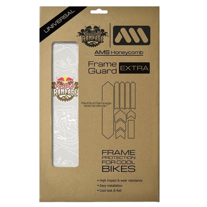 ALL MOUNTAIN STYLES AMS HONEYCOMB FRAME SKINS EXTRA PROTECTION RED BULL RAMPAGE WHITE
