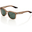 100% 100% HUDSON SUNGLASSES MATT TRANSLUCENY CRYTAL SEPIA - GREY GREEN LENSE