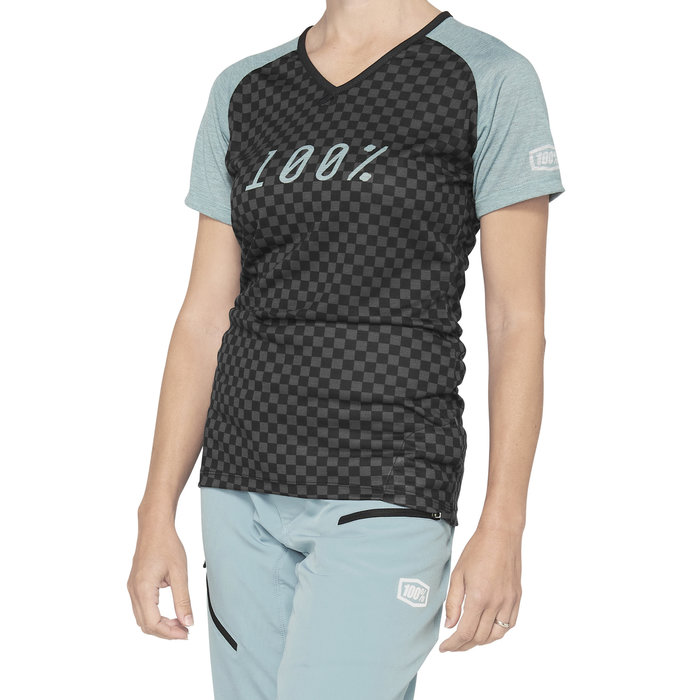 100% 100% AIRMATIC LADIES JERSEY SEAFOAM CHECKERS