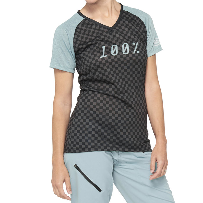 100% 100% AIRMATIC LADIES JERSEY SEAFOAM CHECKERS