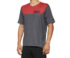 100% 100% AIRMATIC SHORT SLEEVE JERSEY CHARCOAL / RACER RED