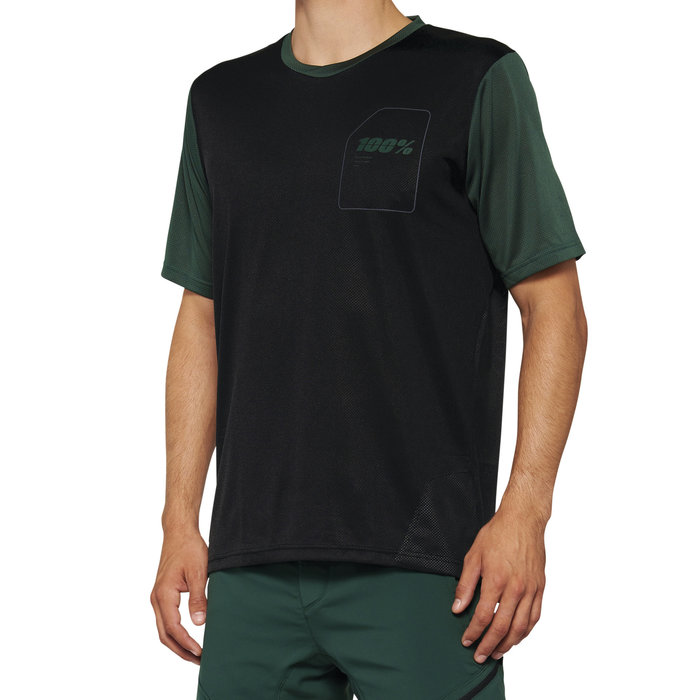 100% 100% RIDECAMP SHORT SLEEVE JERSEY BLACK / FOREST GREEN
