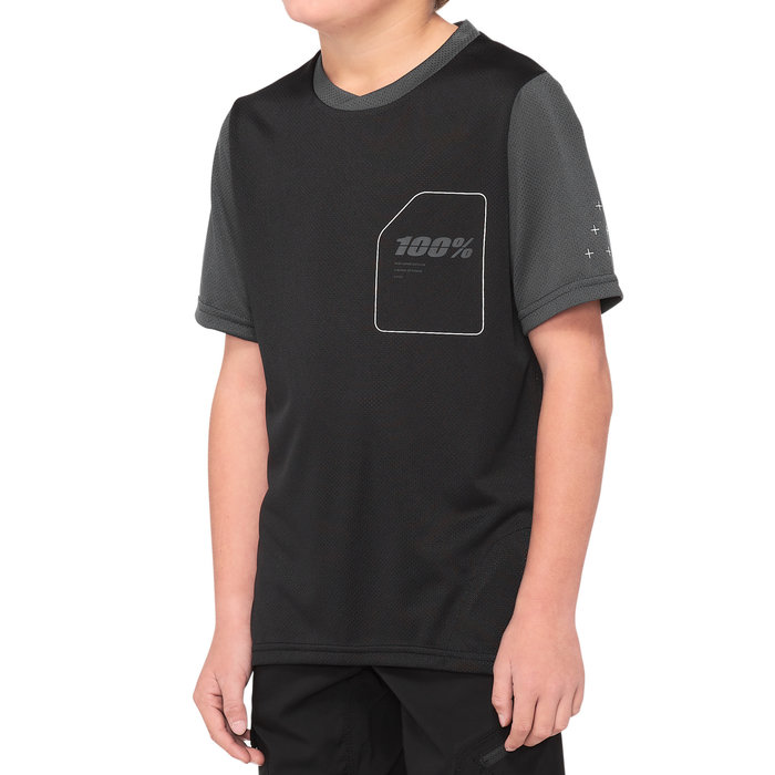 100% 100% RIDECAMP YOUTH SHORT SLEEVE JERSEY BLACK / CHARCOAL