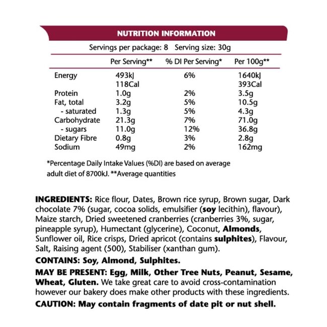 EM’S POWER BITES CRANBERRY CHOCOLATE 8 PACK