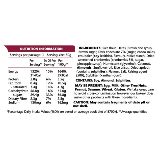 EM’S POWER COOKIE CRANBERRY CHOCOLATE BAR