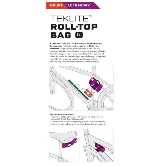 WOLFTOOTH COMPONENTS WOLF TOOTH B-RAD TOOL ROLL TOP BAG W/PLATE 1L