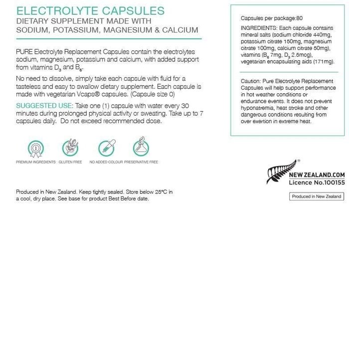 PURE PURE ELECTROLYTE CAPSULES (80)  NO CAFFEINE