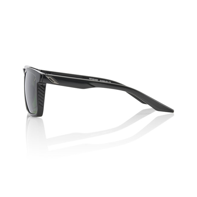 100% RENSHAW SUNGLASSES GLOSS BLACK - GREY GREEN