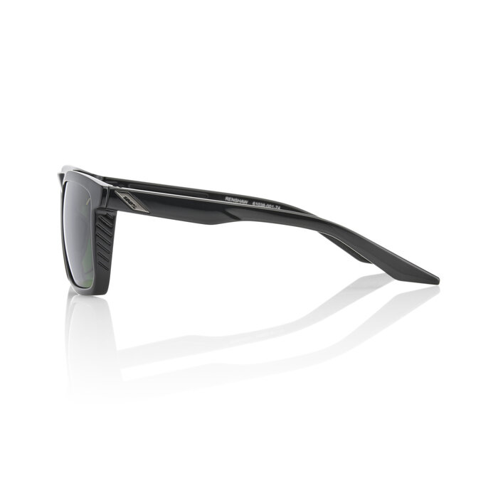 100% 100% RENSHAW SUNGLASSES GLOSS BLACK - GREY GREEN