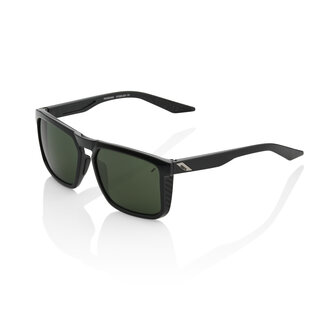 100% 100% RENSHAW SUNGLASSES GLOSS BLACK - GREY GREEN