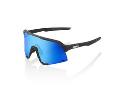 100% 100% S3 SUNGLASSES MATT BLACK - HIPER BLUE MIRROR