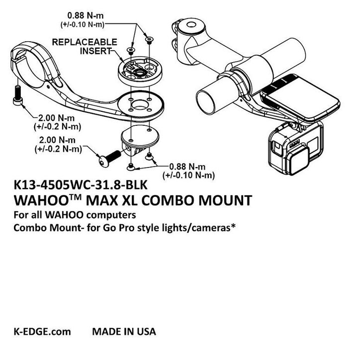 K-EDGE K-EDGE MAX XL COMBO MOUNT GARMIN L/E