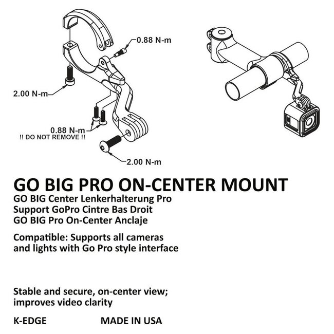 K-EDGE GO BIG ON-CENTRE MOUNT 31.8 BLACK