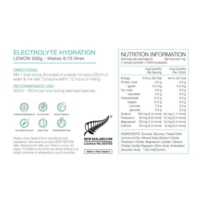 PURE PURE ELECTROLYTE HYDRATION 500G