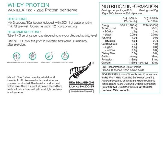PURE WHEY PROTEIN VANILLA BEAN