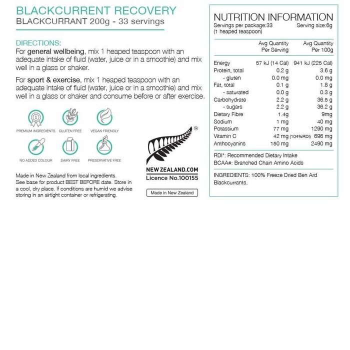 PURE PURE BLACKCURRENT RECOVERY 200G