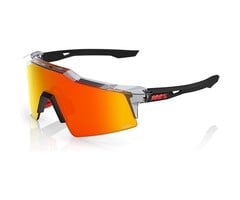 100% 100% SPEEDCRAFT SL SUNGLASSES TRANSLUCENT GREY / MATT BLACK - HIPER RED MIRROR