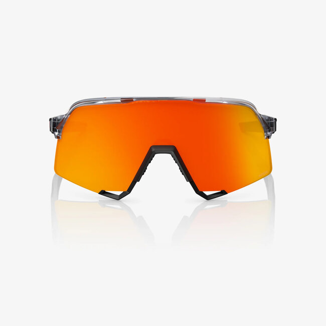 100% S3 SUNGLASSES TRANSLUCENT GREY / MATT BLACK - HIPER RED MIRROR