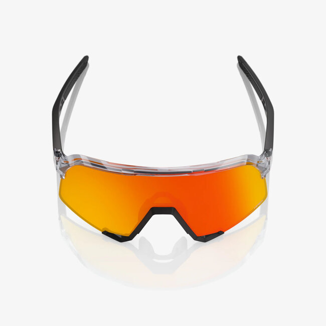 100% S3 SUNGLASSES TRANSLUCENT GREY / MATT BLACK - HIPER RED MIRROR