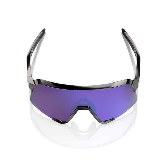 100% 100% S3 SUNGLASSES POLISHED BLACK / HIPER POLARIZED LAVENDER MIRROR