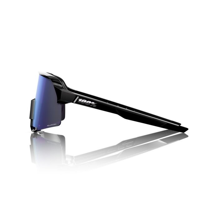 100% 100% S3 SUNGLASSES POLISHED BLACK / HIPER POLARIZED LAVENDER MIRROR