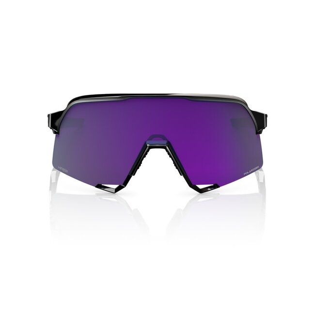 100% S3 SUNGLASSES POLISHED BLACK / HIPER POLARIZED LAVENDER MIRROR
