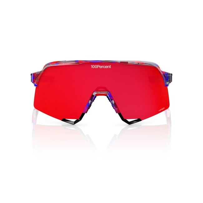 100% S3 SUNGLASSES FDJ GLOSS TRANS RED / BLUE - HIPER FIRE RED MIRROR