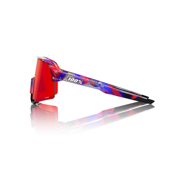 100% S3 SUNGLASSES FDJ GLOSS TRANS RED / BLUE - HIPER FIRE RED MIRROR