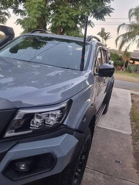 GMF 4x4 Bonnet Mount Antenna Bracket - Suit Nissan Navara D23/NP300 2015+ - Pass Side