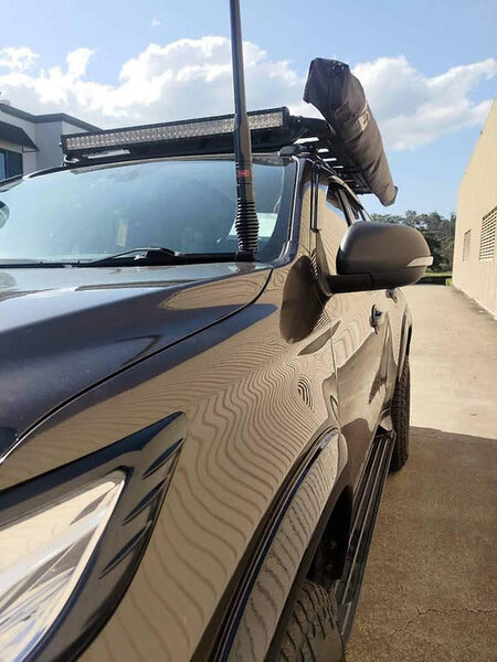 GMF 4x4 Bonnet Mount Antenna Bracket - Suit Mitsubishi MR Triton and QE Pajero Sport Passenger Side