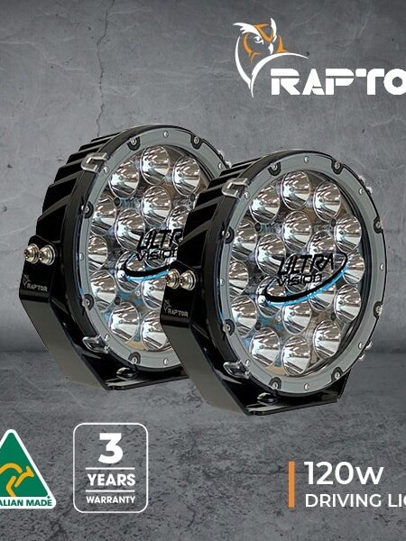 Ultravision Raptor 120W 9in LED Driving Lights - Pair (inc harness) 5700k