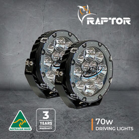 Raptor 70 LED 7″ Driving Light (Pair) Inc harness - 5700k