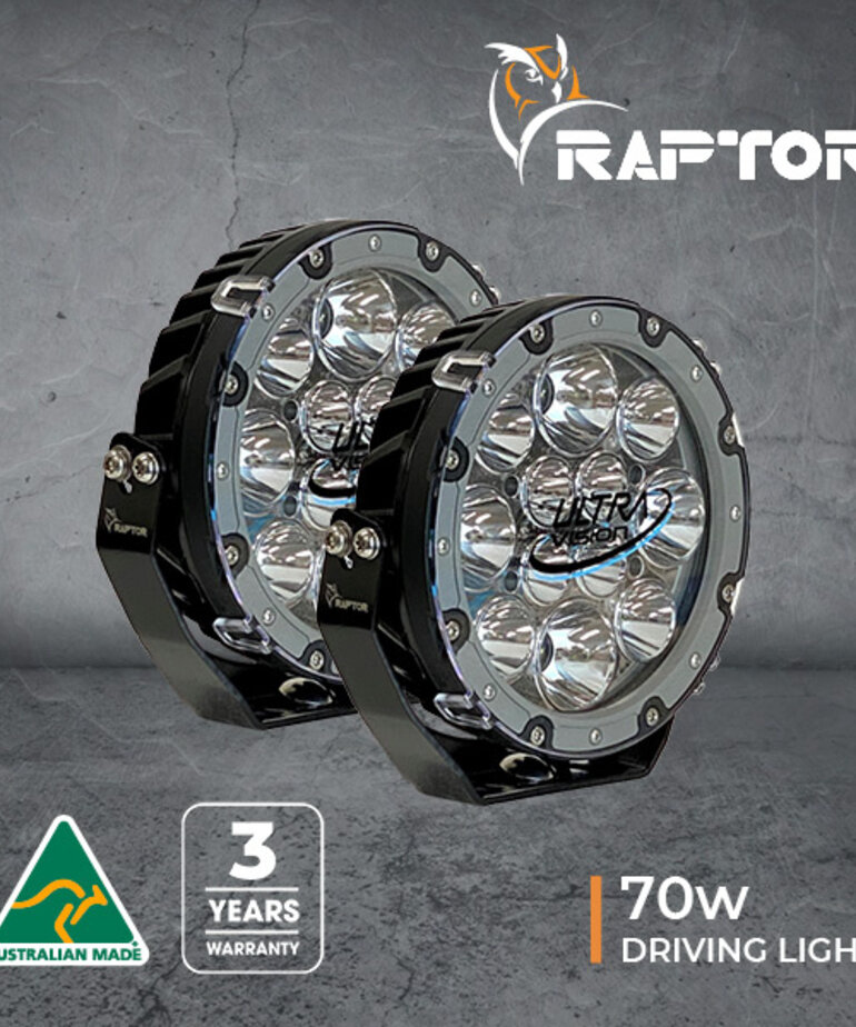 Ultravision Ultravision Raptor 70 LED 7″ Driving Light (Pair) Inc harness - 5700k