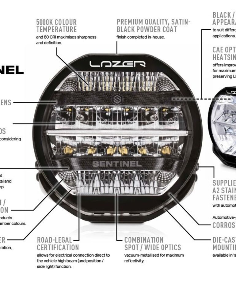 Lazer Lamps Lazer Lamps SENTINEL 9'' ELITE (BLACK) - with Position Lamp