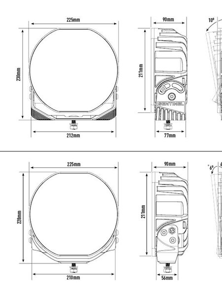 Lazer Lamps SENTINEL 9'' ELITE (BLACK) - with Position Lamp