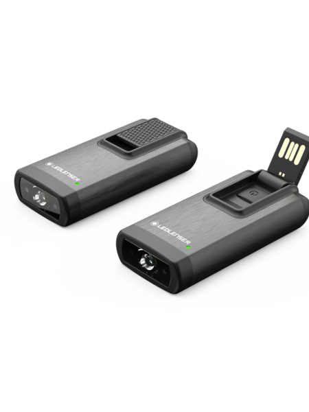 Ledlenser K6R 400lm Rechargeable LED Keyring with 4Gb  Flash Memory Storage Red Light Mode - Grey