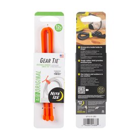 Nite Ize Gear Tie Reusable Rubber Twist Tie 12in - 2 Pack - Bright Orange