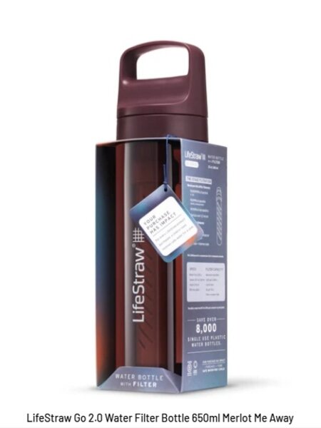 LifeStraw LifeStraw Go 2.0 Water Filter Bottle 650ml - Merlot